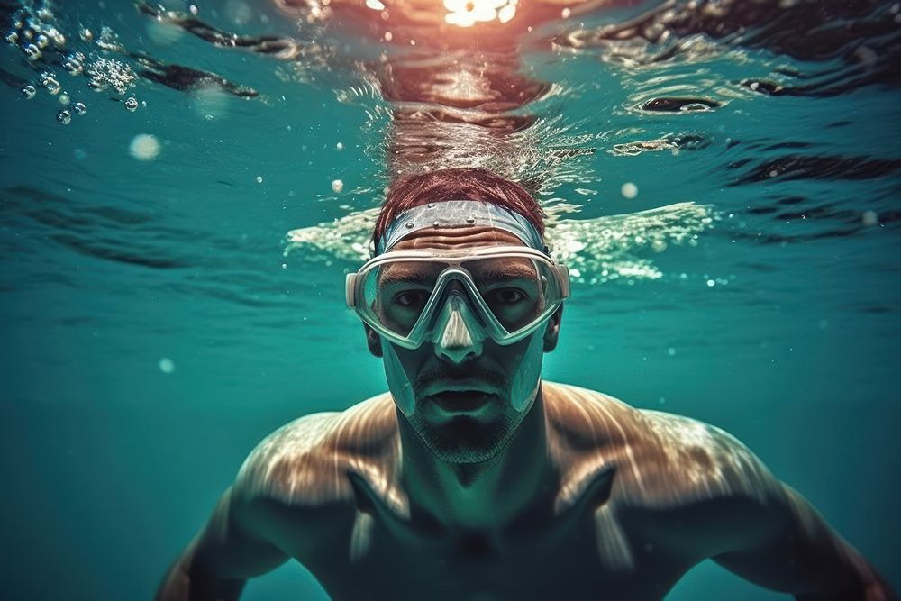 Swimming underwater recreation outdoors. AI generated Image by rawpixel.