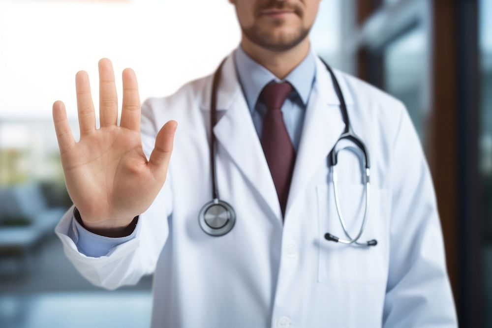 Stethoscope standing doctor hand. 