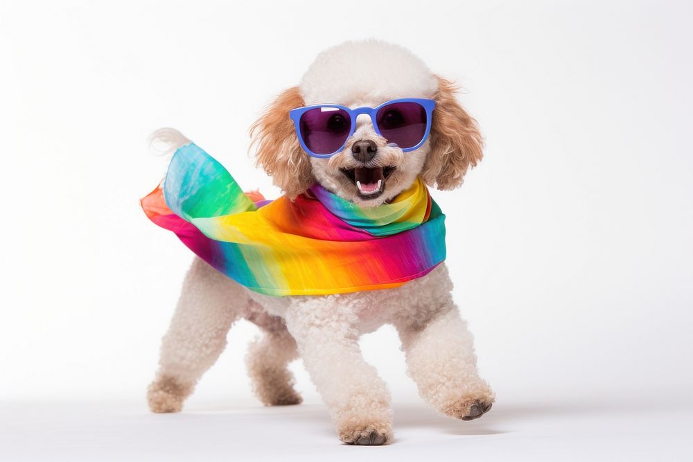 Glasses poodle sunglasses smiling. 