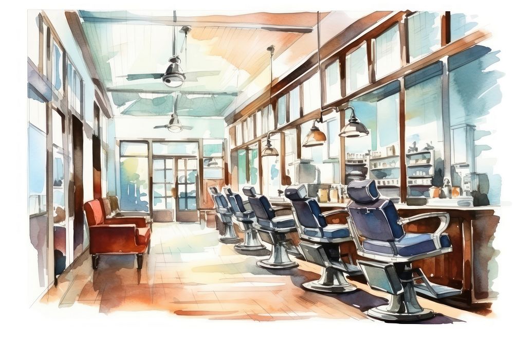 Architecture barbershop furniture building. AI generated Image by rawpixel.
