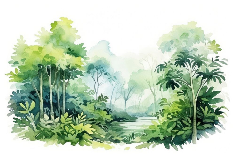 Vegetation outdoors woodland painting. AI generated Image by rawpixel.