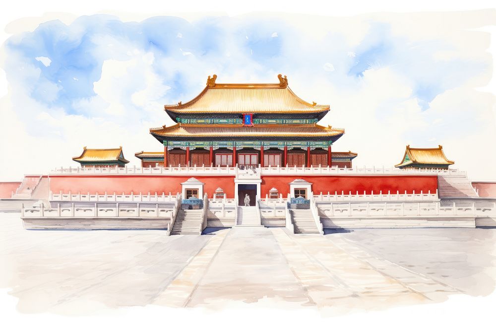 Architecture building city forbidden city. AI generated Image by rawpixel.