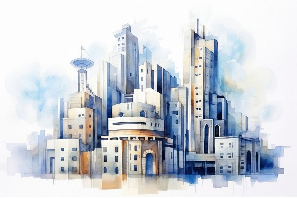 Building architecture metropolis drawing. AI generated Image by rawpixel.