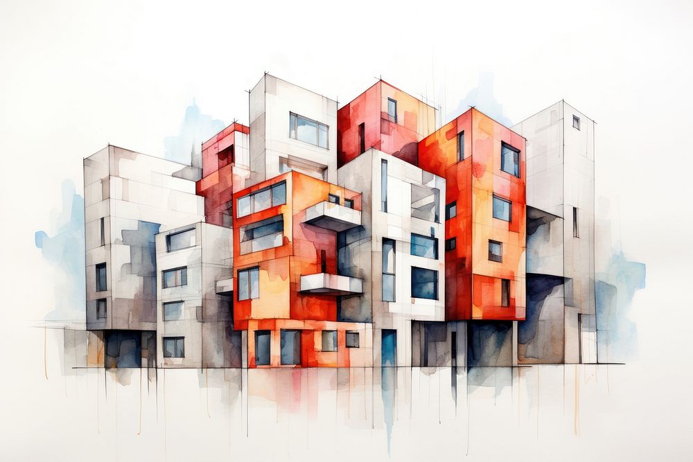 Building architecture painting drawing. AI generated Image by rawpixel.