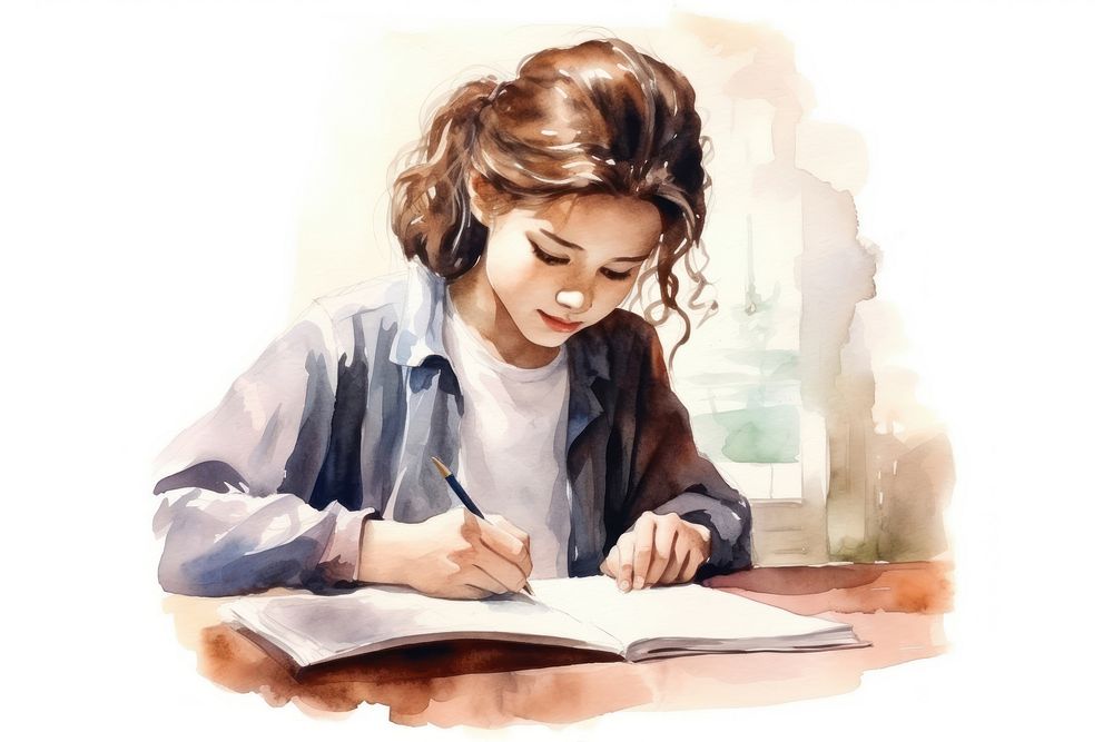 Homework portrait writing reading. AI generated Image by rawpixel.