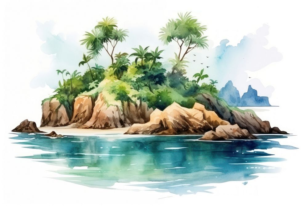 Island sea outdoors nature. AI generated Image by rawpixel.