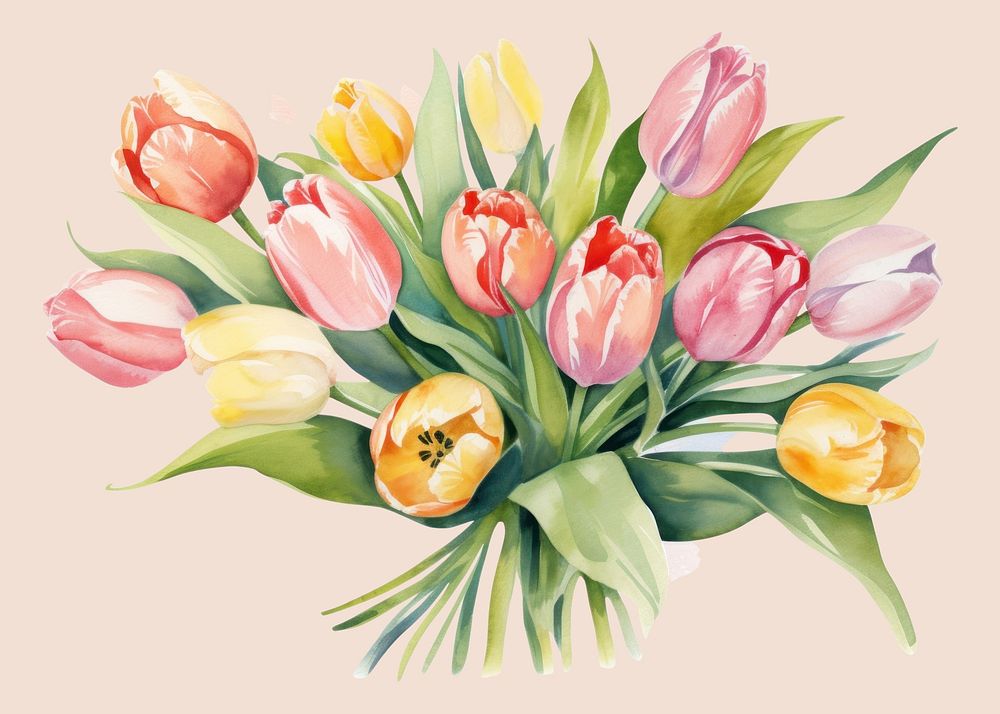 Painting flower tulip plant. AI generated Image by rawpixel.