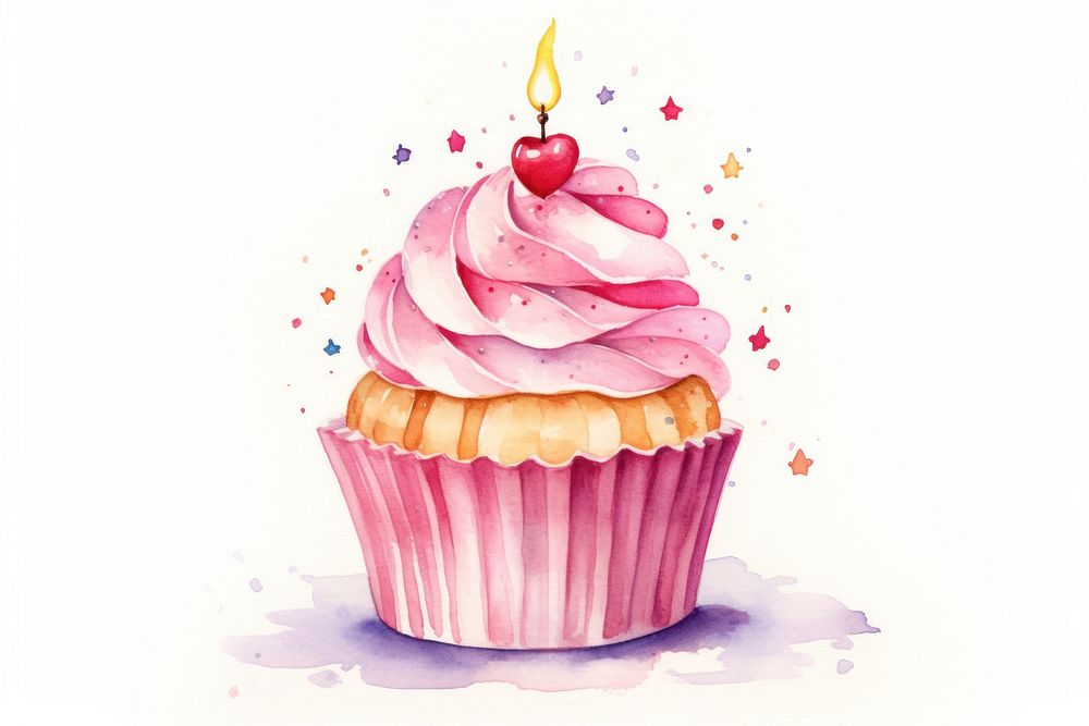 Cupcake birthday dessert cream. AI generated Image by rawpixel.
