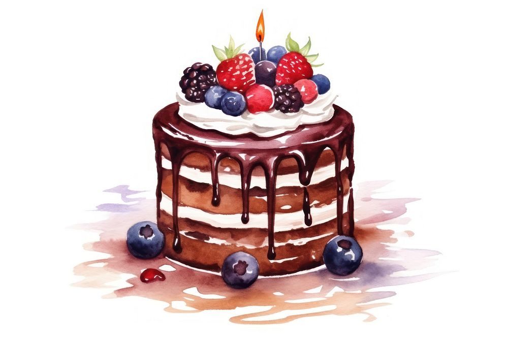 Cake raspberry blueberry chocolate. AI generated Image by rawpixel.
