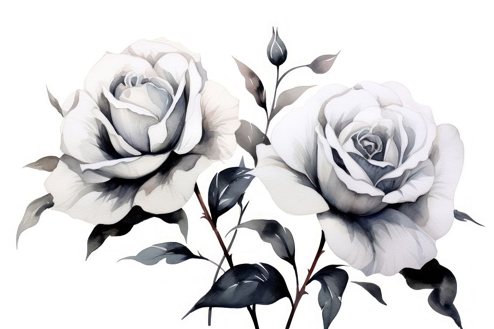 Rose flower sketch plant. AI generated Image by rawpixel.