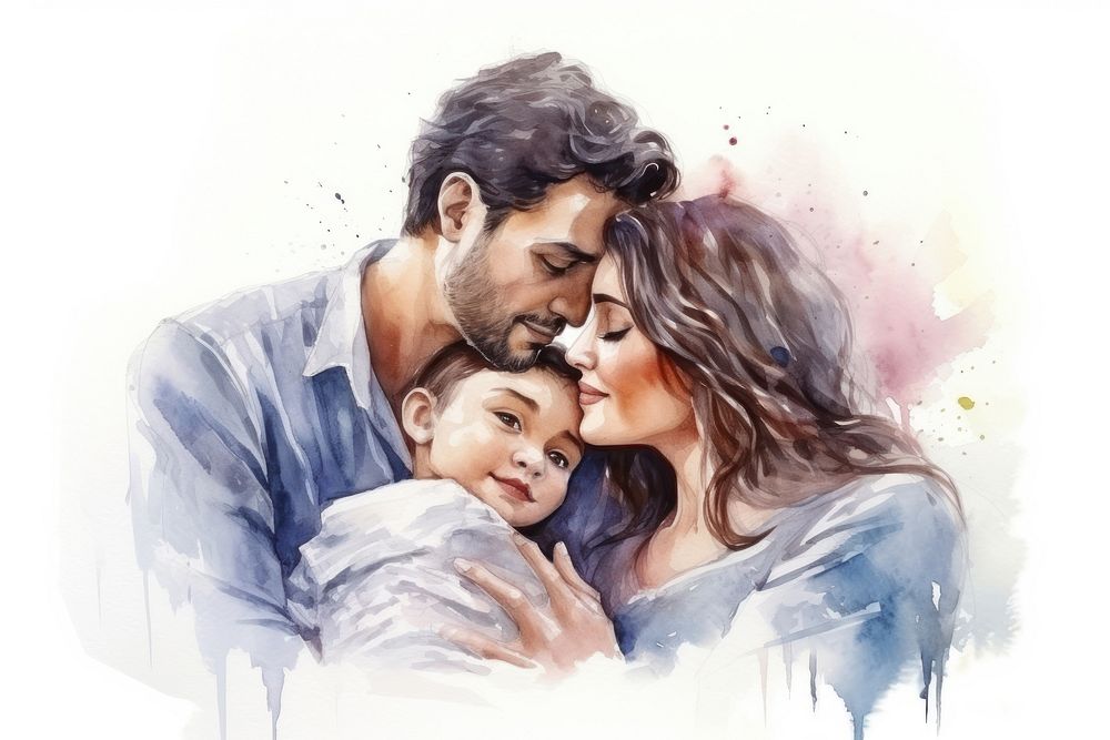 Portrait kissing hugging family. AI generated Image by rawpixel.