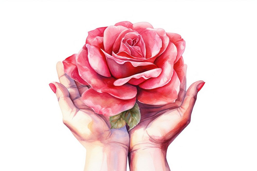 Rose hand holding flower. AI generated Image by rawpixel.