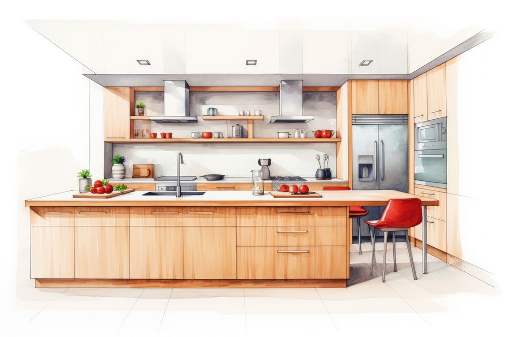 Kitchen refrigerator furniture appliance. AI generated Image by rawpixel.