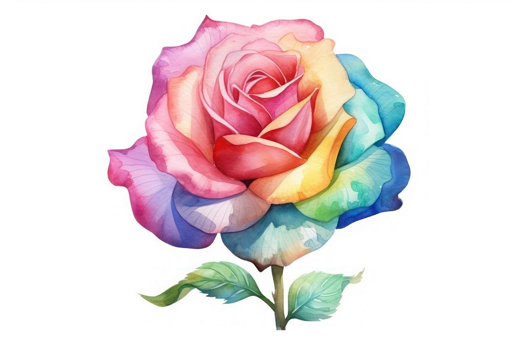Rose rainbow flower plant. AI generated Image by rawpixel.