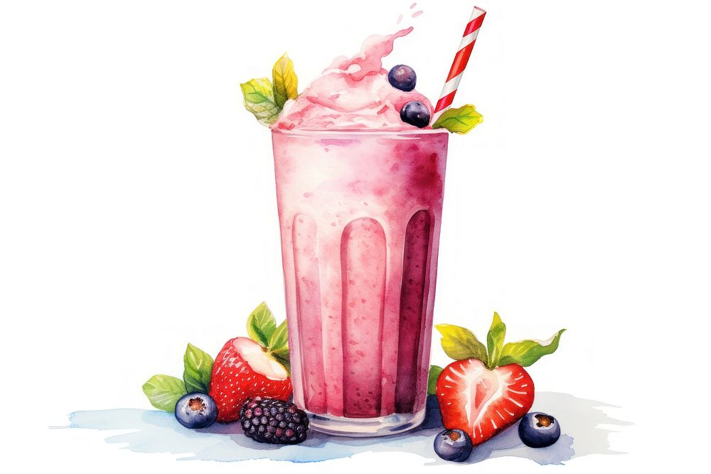 Smoothie strawberry blueberry dessert. AI generated Image by rawpixel.