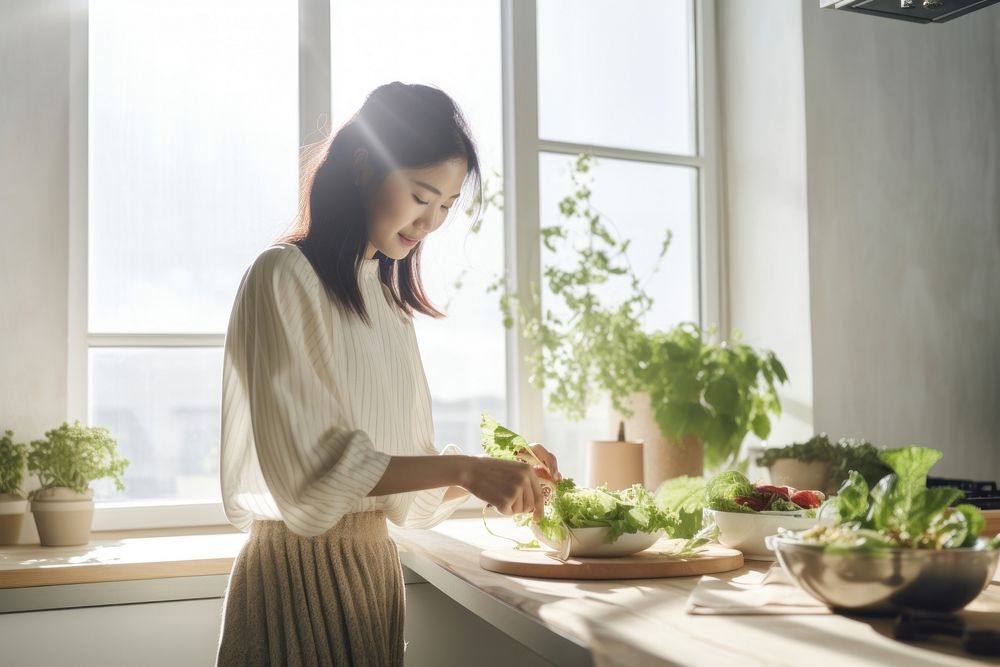 Kitchen adult plant woman. AI generated Image by rawpixel.
