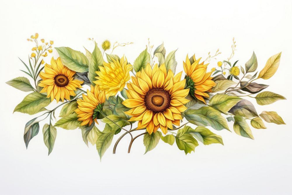 Sunflower pattern plant art. AI generated Image by rawpixel.