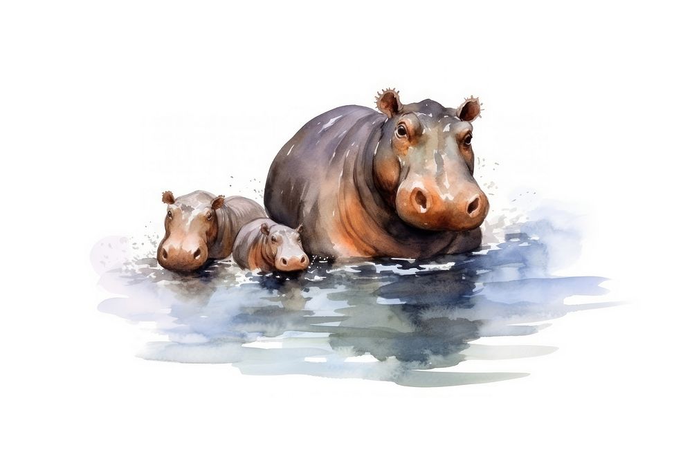 Wildlife animal mammal hippo. AI generated Image by rawpixel.