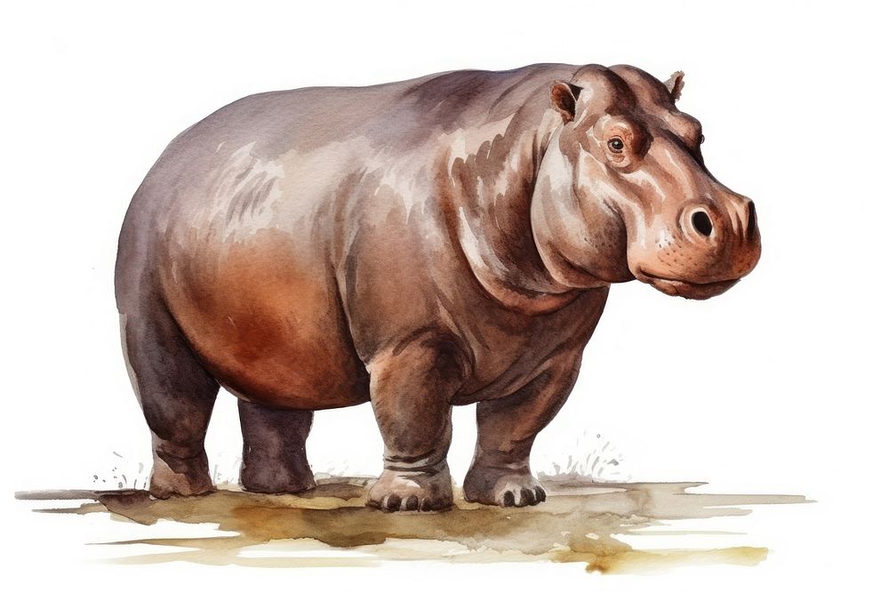 Wildlife animal mammal hippo. AI generated Image by rawpixel.