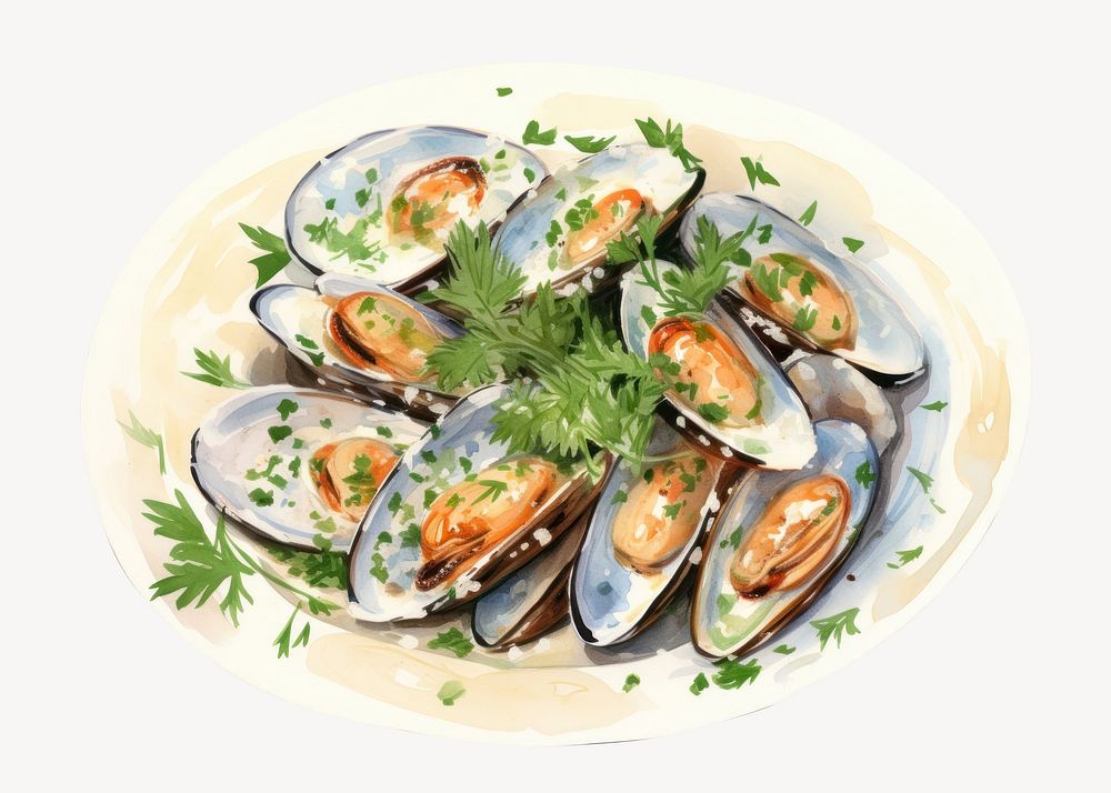 Plate herbs seafood parsley. AI generated Image by rawpixel.