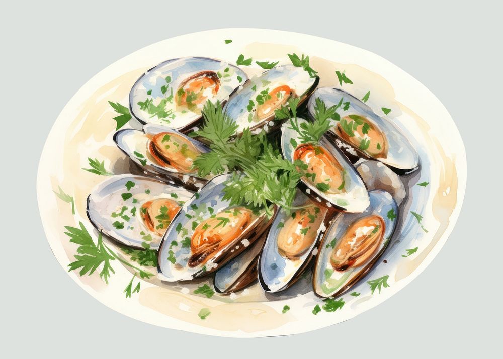 Plate herbs seafood parsley. AI generated Image by rawpixel.