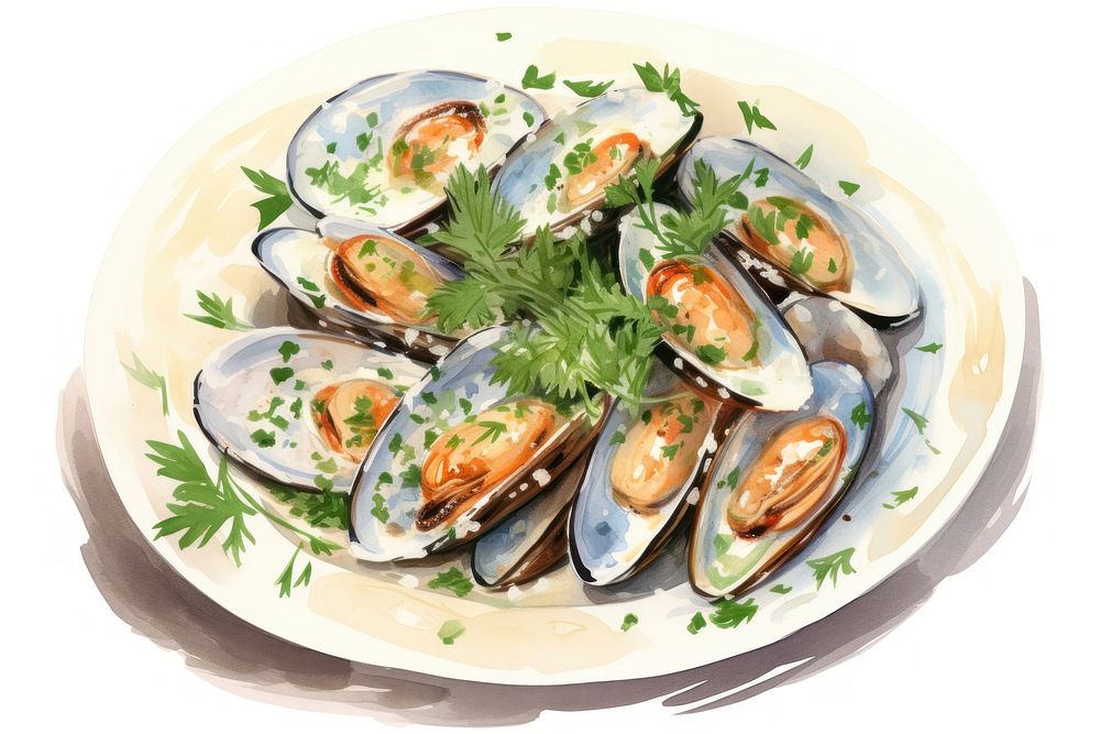 Plate herbs seafood parsley. AI generated Image by rawpixel.