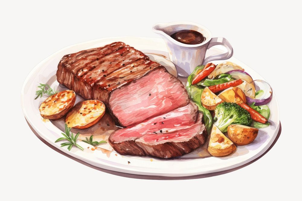 Steak plate dish meat. AI generated Image by rawpixel.
