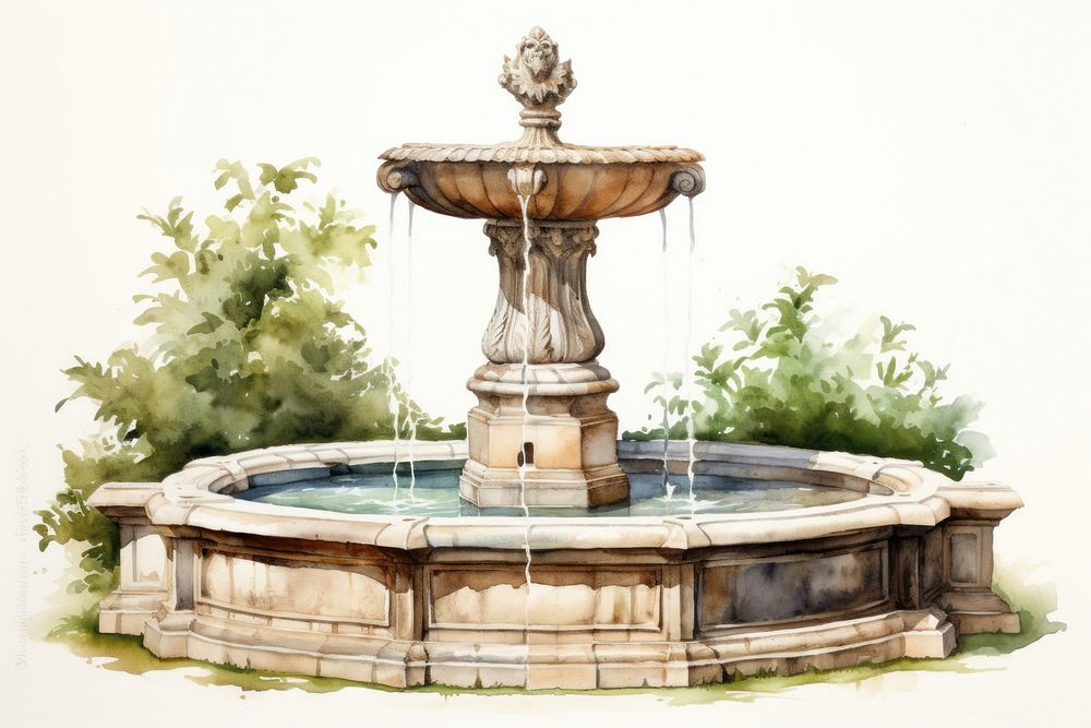 Fountain architecture plant water. AI generated Image by rawpixel.