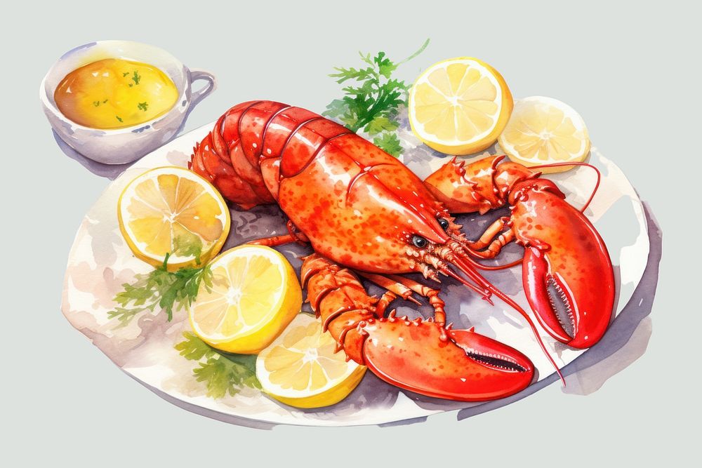 Lobster lemon seafood fruit. AI generated Image by rawpixel.