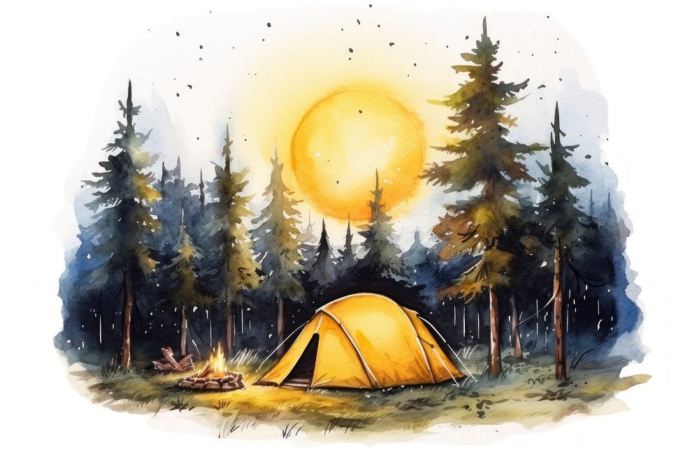 Camping tent outdoors bonfire. AI generated Image by rawpixel.