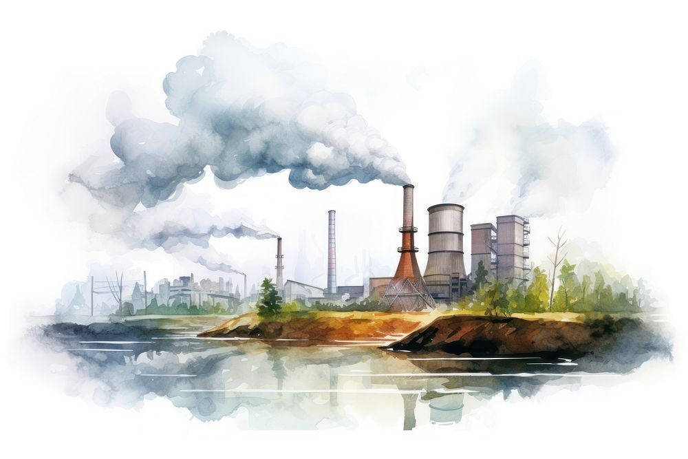 Factory smoke architecture pollution. AI generated Image by rawpixel.