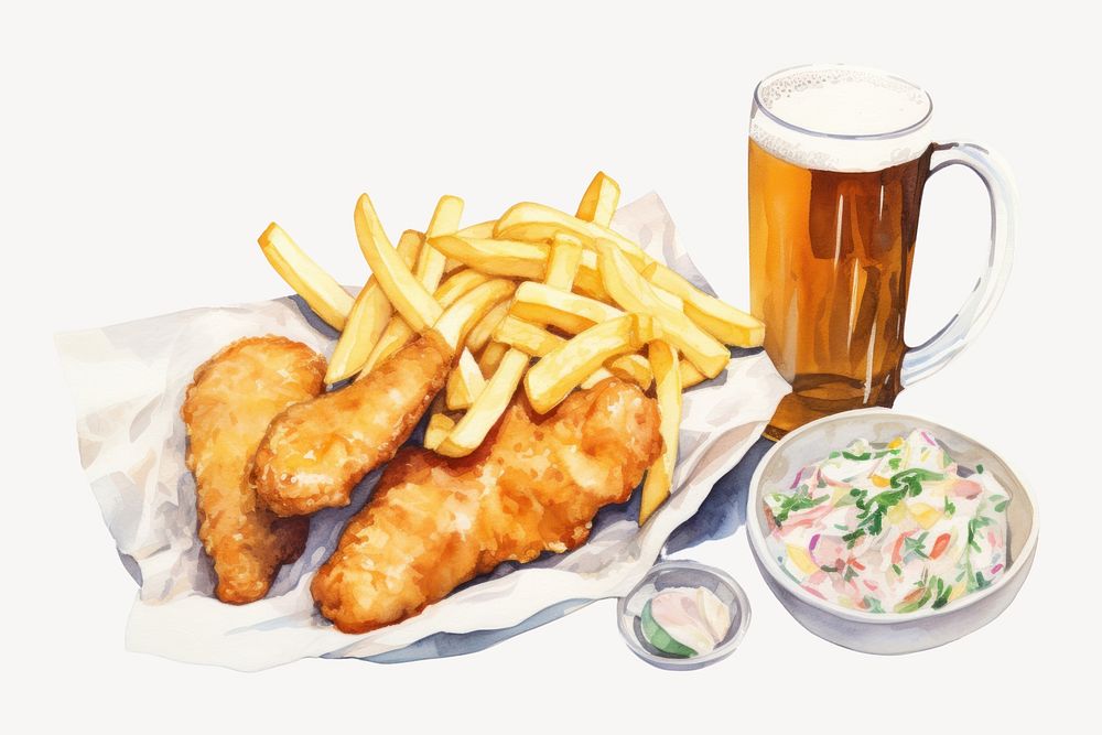 Food meal fish beer. 