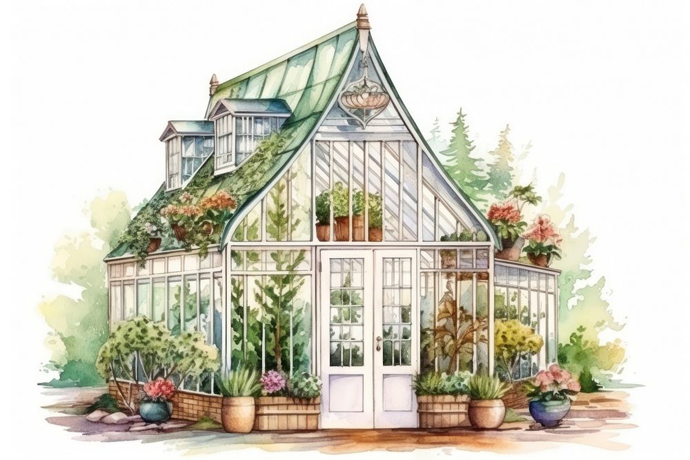 Greenhouse garden architecture gardening. AI generated Image by rawpixel.