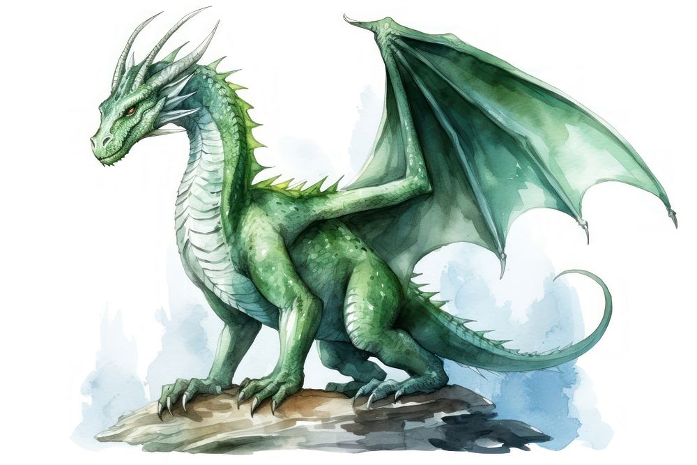 Dragon dinosaur animal green. AI generated Image by rawpixel.