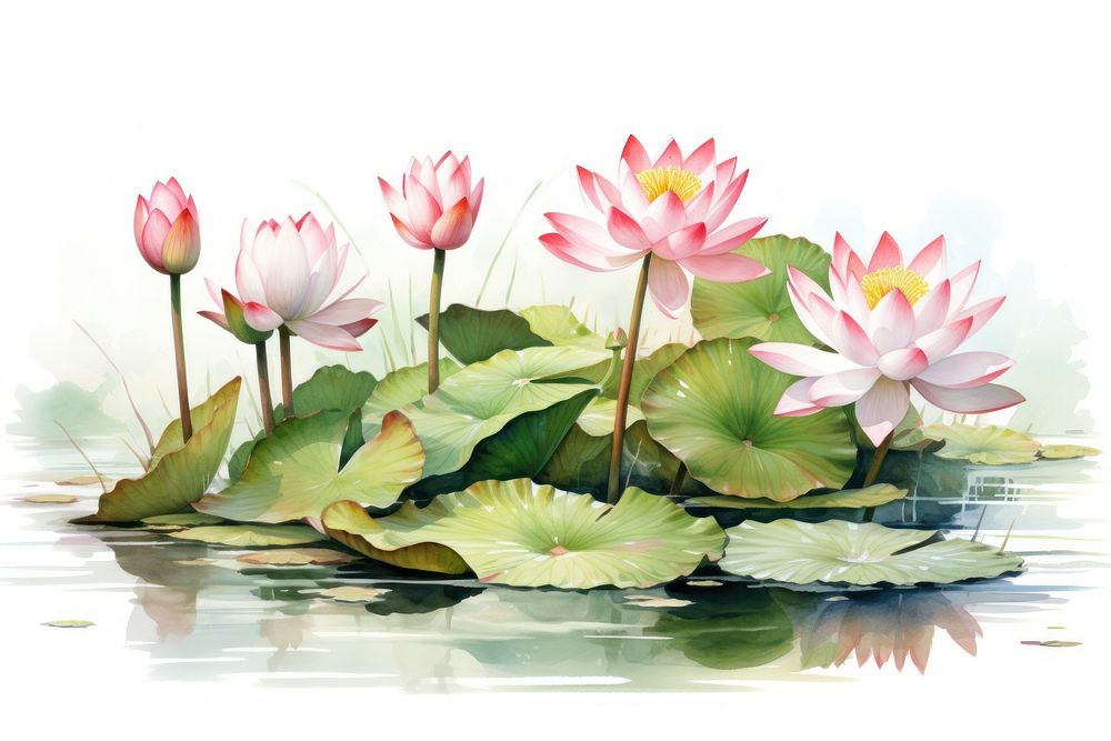 Water lily, lotus flower. AI generated Image by rawpixel.