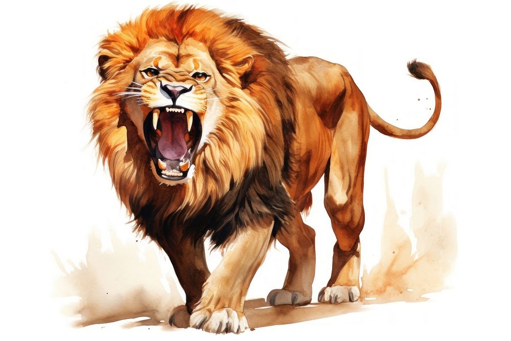 Roaring mammal animal lion. AI generated Image by rawpixel.