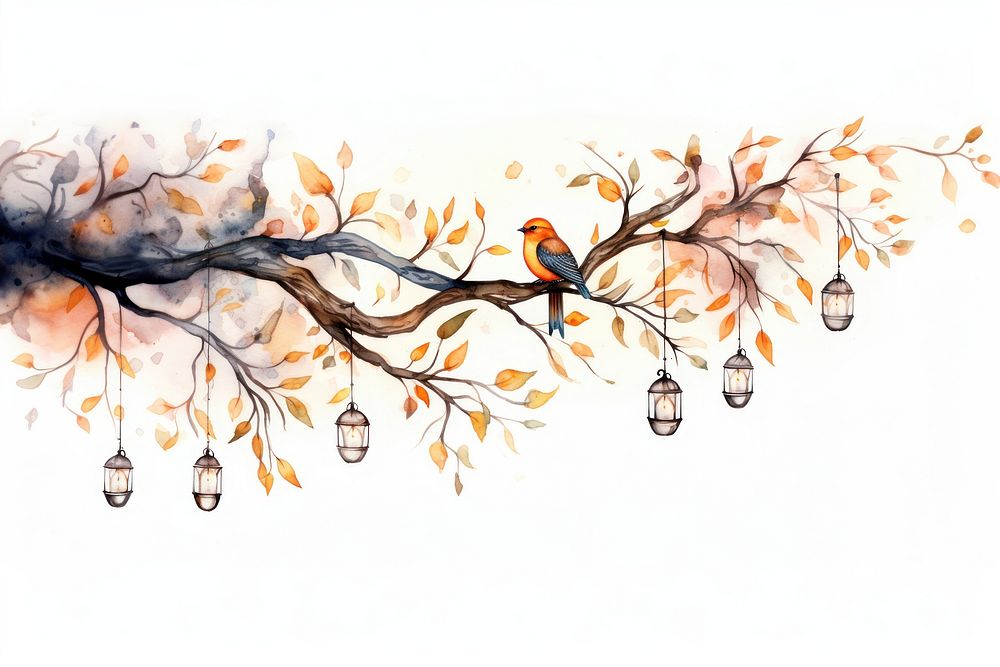 Bird hanging branch tree. AI generated Image by rawpixel.