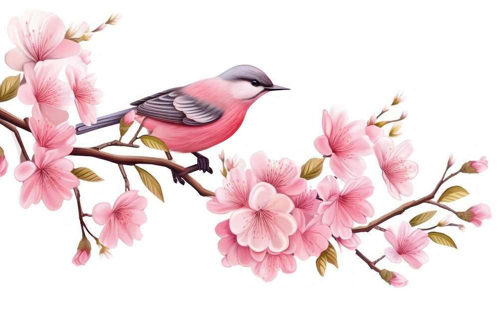 Bird blossom flower branch. AI generated Image by rawpixel.