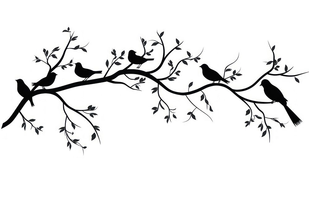 Silhouette bird branch tree. AI generated Image by rawpixel.