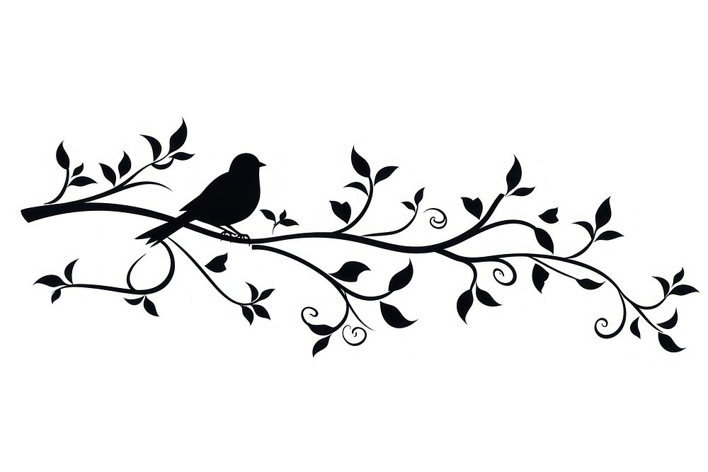 Silhouette bird pattern branch. AI generated Image by rawpixel.