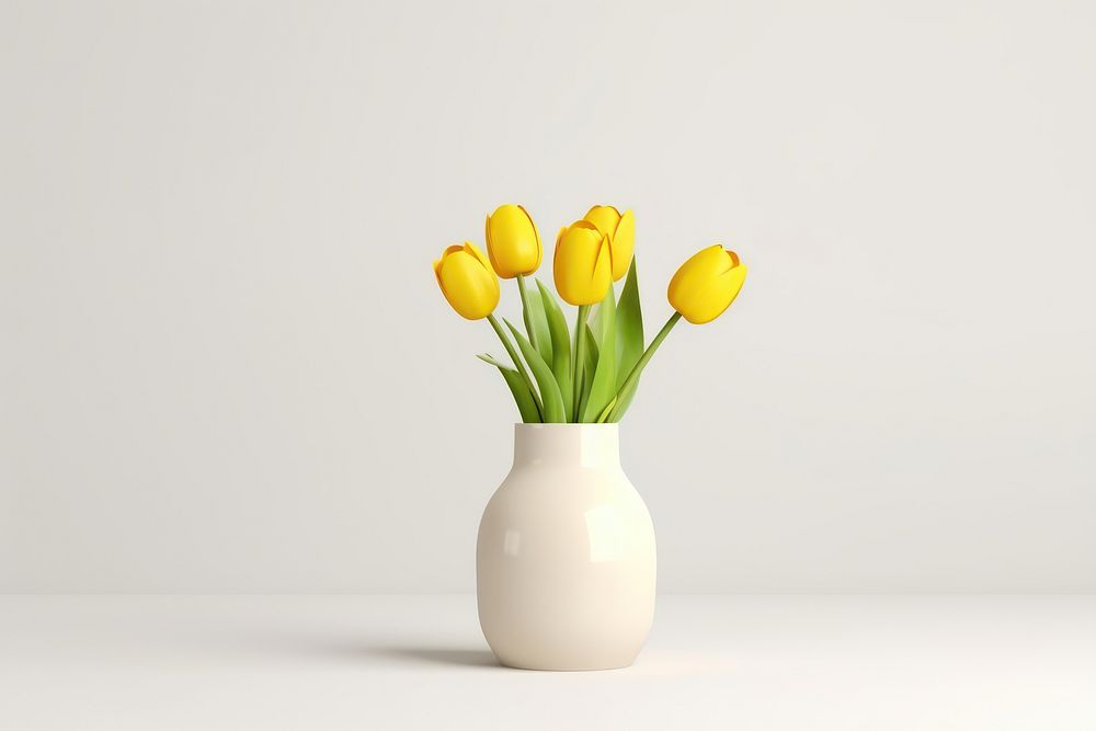 Tulip vase flower yellow. AI generated Image by rawpixel.