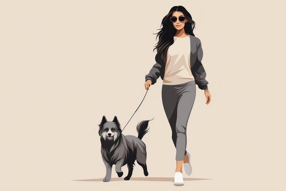 Walking dog sunglasses portrait. AI generated Image by rawpixel.