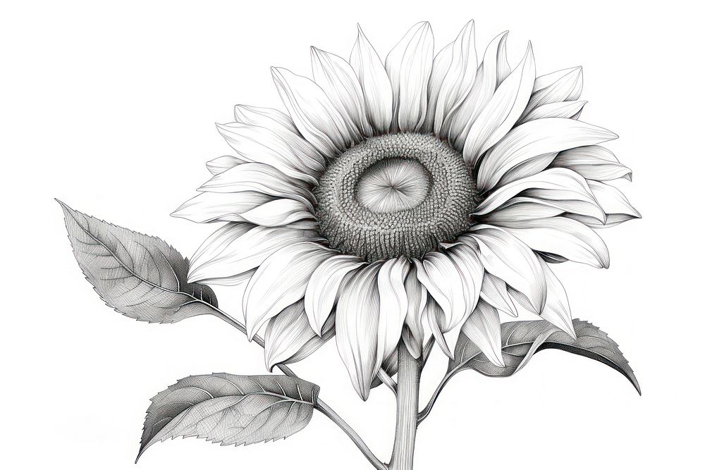 Sunflower drawing sketch plant. AI generated Image by rawpixel.