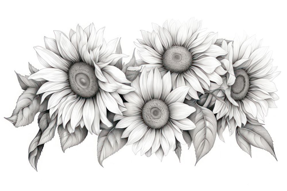 Sunflower drawing pattern sketch. AI generated Image by rawpixel.