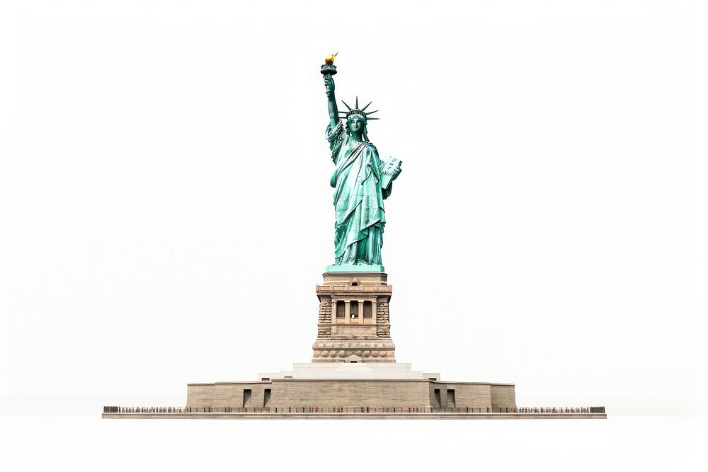 Statue sculpture landmark white background. 