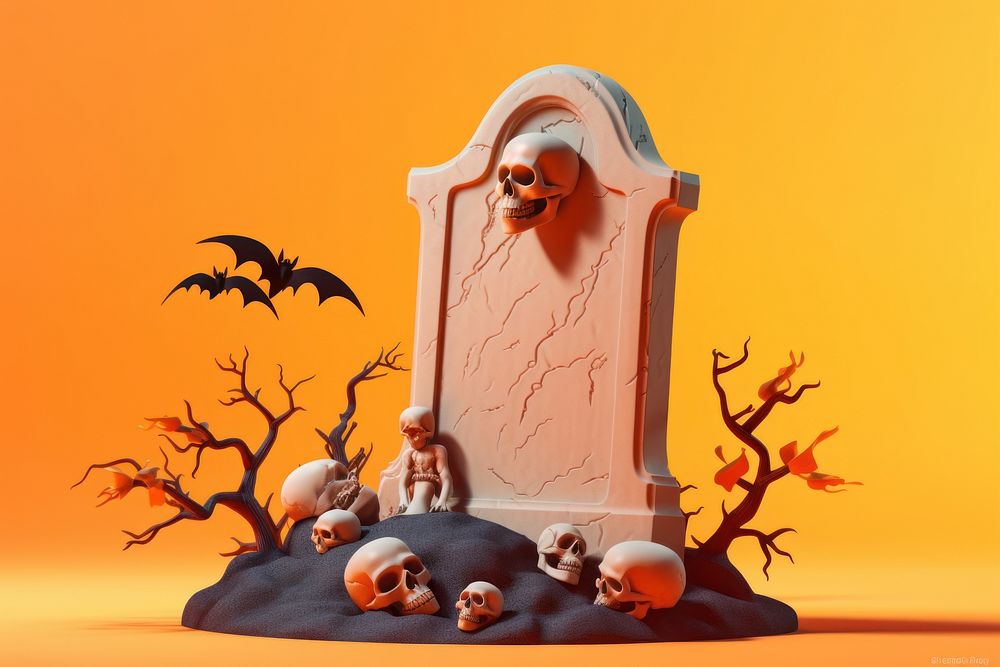 Halloween tombstone face anthropomorphic. AI generated Image by rawpixel.