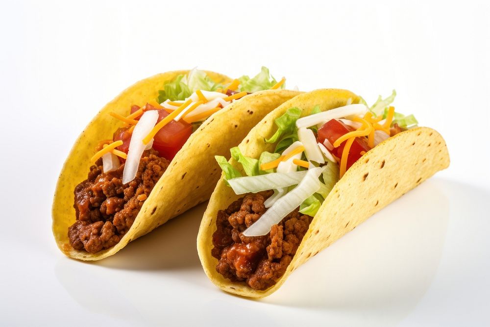 Taco food white background mexican food. 