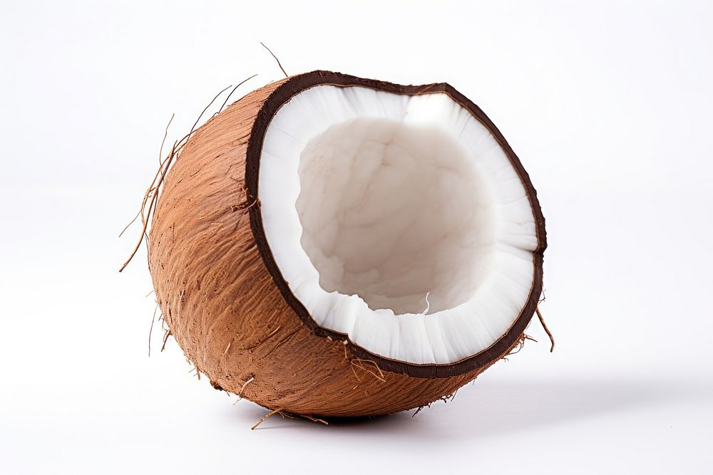 Coconut white background eggshell produce. 