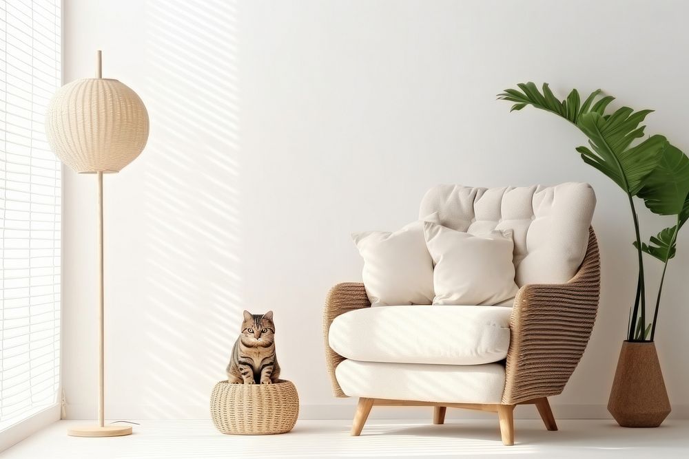 Armchair lamp comfortable furniture. AI generated Image by rawpixel.