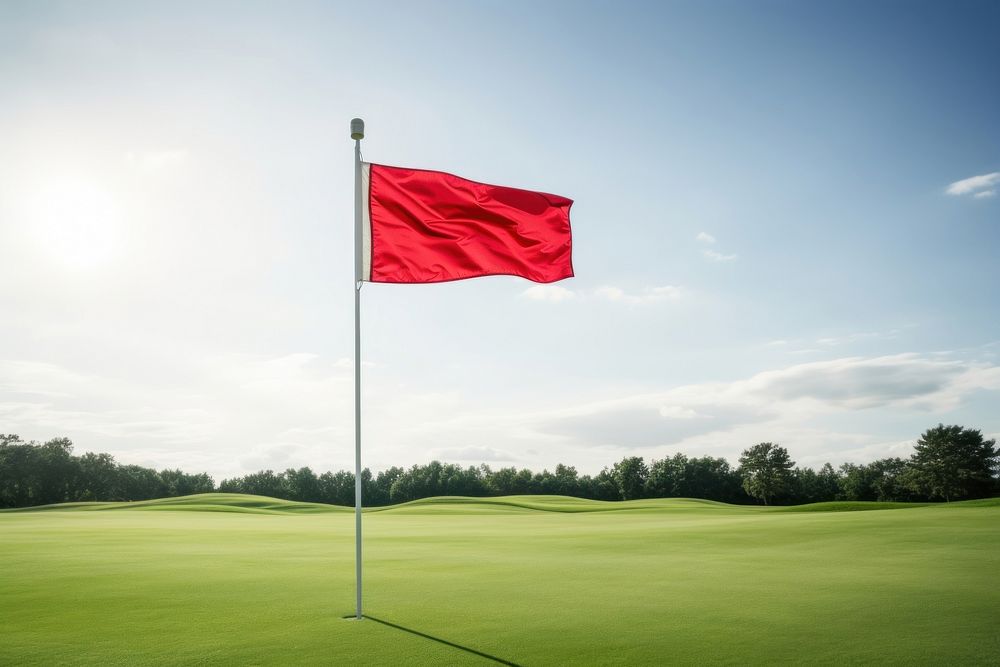 Flag field golf red. 